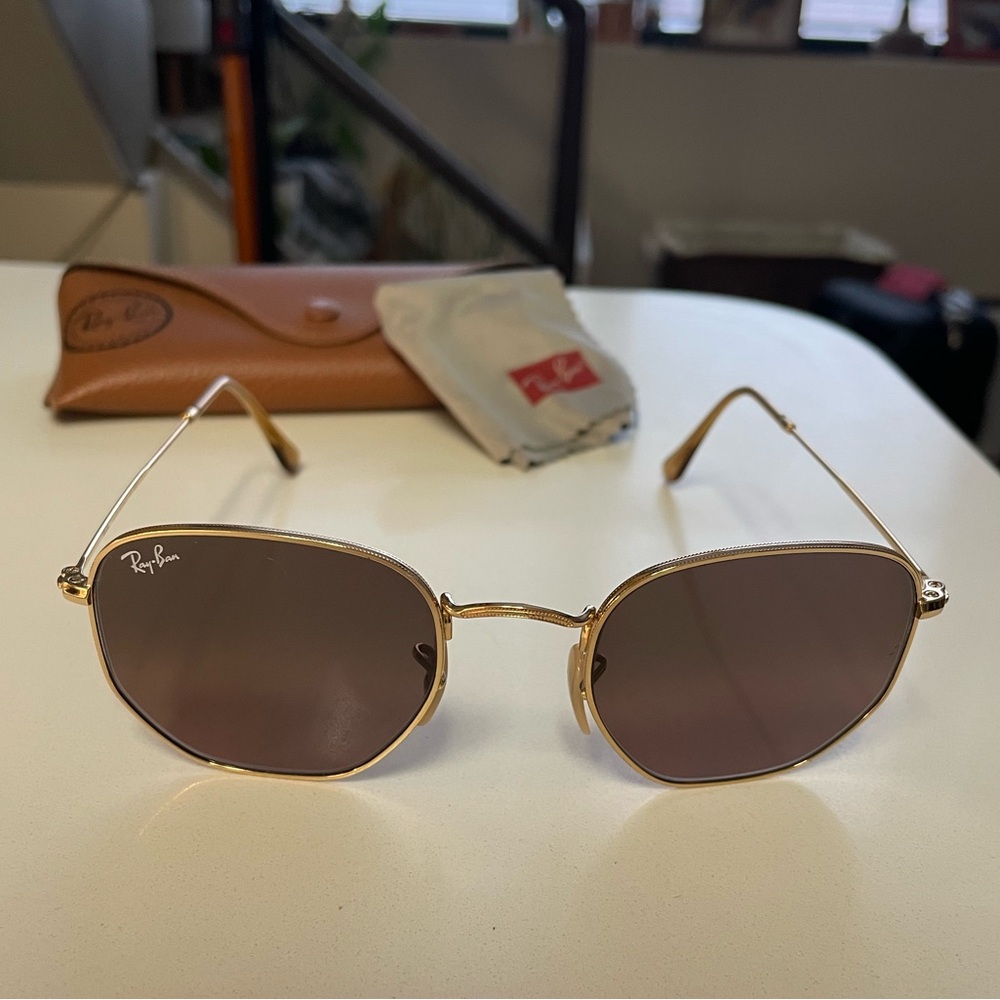 Ray-Ban Hexagonal Sunglasses Gold